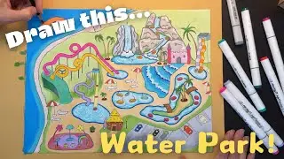 How to Draw an Epic Water Park Step-by-Step | For Kids & Teachers