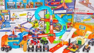 96 Mins Unboxing Hot Wheels Neon Speeders Speed Circuit Playset & Color Shifters Sharkport Track Set