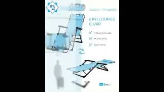 Outsunny Folding Chaise Lounge Chair for Outside, 2-in-1 Tanning Chair with Pillow & Pocket, Adju...