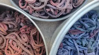 Marrying Overdyeing weaving potholder loops