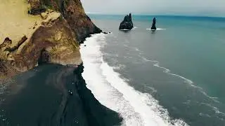 Aerial View of Basalt Sea Stacks