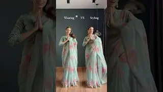 Wearing VS Styling A Organza Saree 💙 #saree #ootd #grwm