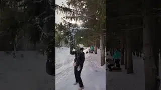 Slow motion video. Me and the snow. Russia, Siberia, Omsk, Podgorodka.