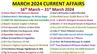MARCH 16-31 CURRENT AFFAIRS | MARCH 2024 CA | MAR 2024 CURRENT AFFAIRS | MARCH 2024 | MAR 24 | MARCH