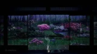 Relaxing Rain Sounds at Night | Japanese Garden Ambience | No Music