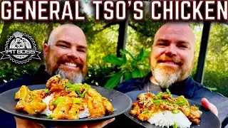 WE FINALLY MADE THIS! GENERAL TSO'S CHICKEN ON FLAT TOP GRILL   PIT BOSS SIERRA GRIDDLE EASY RECIPE