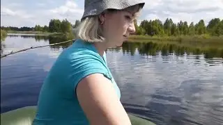 Fishing on a forest lake! There are just TONS of fish here!