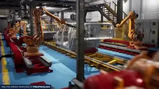 Car Factory Automated Assembly 3D Stock Video
