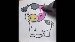 Little pink cow #drawing #art #artasmr #satisfying #paint #painting #relaxing #coloring #colors