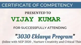 how to download 3030 Eklavya certificate of competency by vijay kumar free online CPD training CBSE