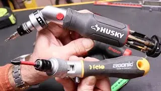 Husky Ratcheting Pivot Head Screwdriver: Felo-like entry into angled bit holders. Heavy, clunky, $15
