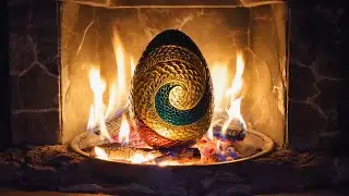 Fireplace &ndash; 10-Hour Dragon Egg & Fire | Spiral Scales & Reflective Flames in Full HD
