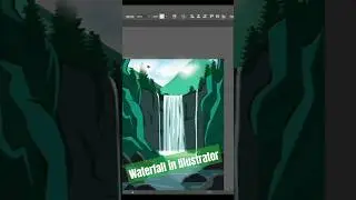 waterfall vector art in Illustrator 😲😃 #vector #illustrator #waterfall