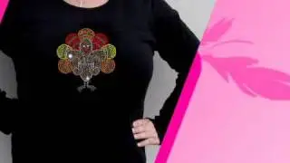 Fleur de Lis Turkey Rhinestone Shirt - Rhinestone Turkey Thanksgiving Tee Shirt - AdvantageBridal.co