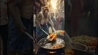 monkey Fry fish 😋🐒 #cookingshorts #cookingvideo #desifood