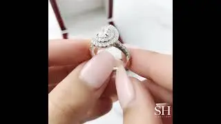 W0323 0.70ct   Pear Shaped double halo ring   SH Jewellery