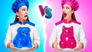 ONLY ONE COLOR FOOD CHALLENGE 💖Pink VS Blue Easy Craft Ideas 💙 How To Make A Cake By 123 GO!
