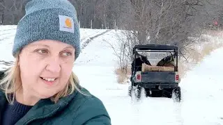 Stuck in a snow drift - Side by side ride in deep snow | Snowy Sunday at the farm with the family
