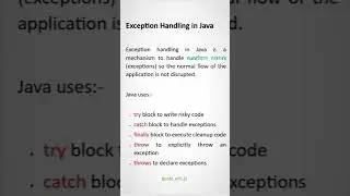 Exception Handling in Java ❤️ || Interview Question And Answer ⁉️
