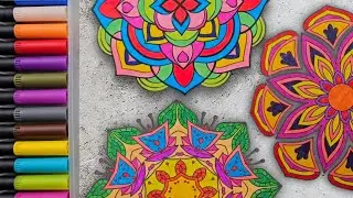 Triple Mandala ASMR for Adults | Meditative Coloring Process & Deep Relaxing Music