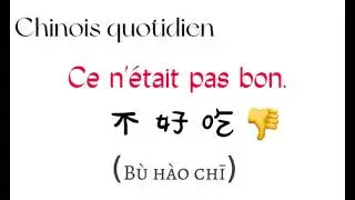 Comment dire &laquo;&nbsp;Ce n&rsquo;&eacute;tait pas bon.&nbsp;&raquo;en chinois /Chinois Quotidien
