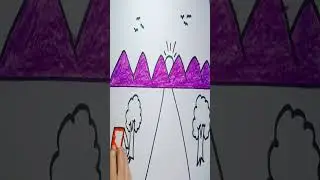 Mountain and River Landscape Drawing || Easy Landscape Drawing for Beginners With Oil Pastel