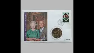 2007 HM QE II Diamond Wedding Anniversary $1 Dollar IOM Coin Cover - Isle of Man First Day Cover