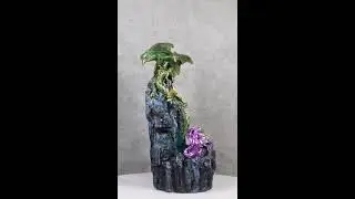 Ebros Green And Gold Dragon Guarding Faux Geode Rock Arch With LED Crystals Figurine