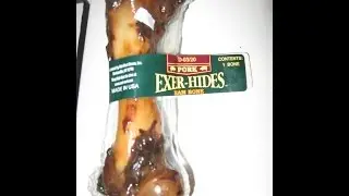 WARNING product review EXER-HIDES Pork Ham Bone treat for dogs D-03/20 made in U.S.A.