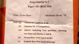 Programming in c | question paper | 2018