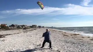 Dad Power Kiting (First time with a Prism Tensor 5.0m parafoil kite. 16MPH wind. )