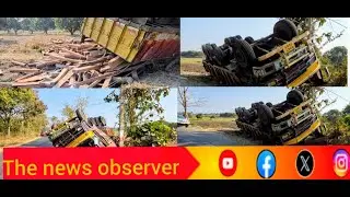 Lorry Skids Off Road, Overturns into Field Near Haliyal; Major Accident Averted