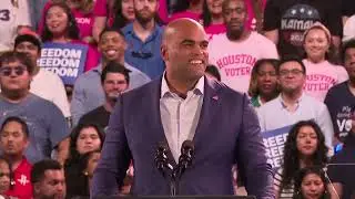 Colin Allred speech on 'different vision of Texas than Ted Cruz' at Kamala Harris rally in Houston