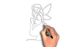 How to draw Fairy sitting on a mushroom drawing image