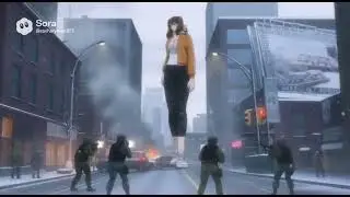 Giantess mom eat people and keep her son safe