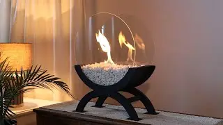 Large Tabletop Fireplace 48cm H Bio Ethanol Firepit Glass Fire Bowl Pot for Indoor Outdoor Patio
