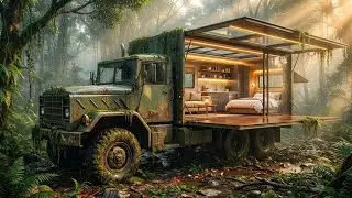 Old Military Truck Transformed into an Expandable Luxury Camper | Fold-Out Walls & Hidden Bed Build