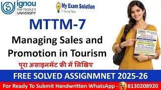 FREE IGNOU MTTM-7 Solved Assignment 2025&ndash;26 | Managing Sales and Promotion in Tourism