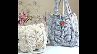 Bolsa Folhas em relevo feito com barbante passo a passo. Parte  2 de 2