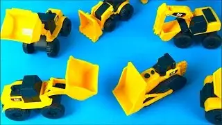 MINI MIGHTY MACHINES- CAT CONSTRUCTION- WITH EXCAVATOR DUMP TRUCK WHEEL LOADER BULLDOZER AT JOB SITE