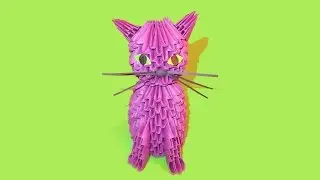 Модульное оригами кот (кошка, котенок) схема сборки