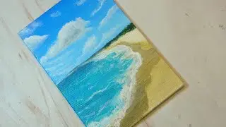 How To Paint Sea Beach In Acrylic|Real Time Video|How To Draw A Sea Beach Scenery| #acrylicpaintings
