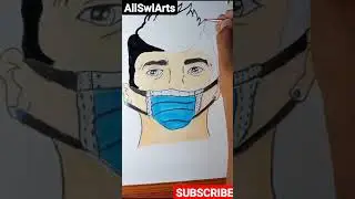 Covid -19 Drawing man Wearing mask #Youtubeshorts #shorts #viral #trending #allswlarts #Drawing