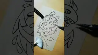 Lineart : Draw a tattoo design with Deli fineliner micron pen #Shorts [01]