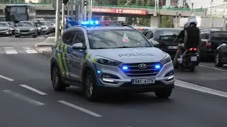 Prague Police & Ambulances Responding with Horns and Sirens