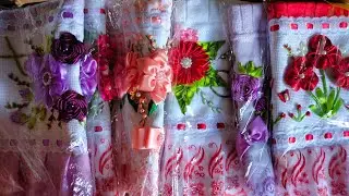 toalhas bordadas com flores de cetim artesanato de luxo modelo 468
