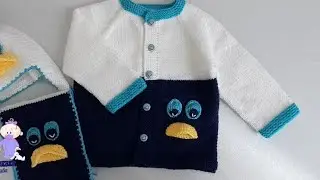 💥Duck Decorated Cardigan Knitting Tutorial for 1.5-year-olds #knitting #babycardigan