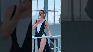 Kendall Jenner behind the scenes for L'Oreal x Mugler