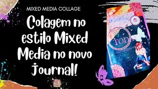 Mixed Media Collage 🖤 Criando em um Journal de folhas pretas
