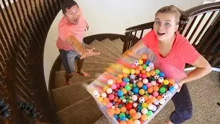 I DROPPED 5,000 BOUNCY BALLS On My Husband!!